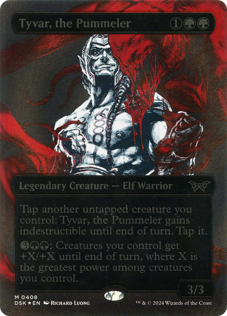 Tyvar, the Pummeler (Textured Foil) (DSK-408) [Duskmourn: House of Horror] (Showcase) (Borderless) Foil MTG Single Wizards of the Coast