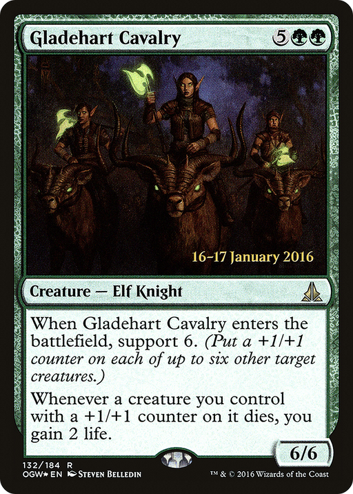 Gladehart Cavalry (PRE-132) [Oath of the Gatewatch Promos] Foil MTG Single Wizards of the Coast