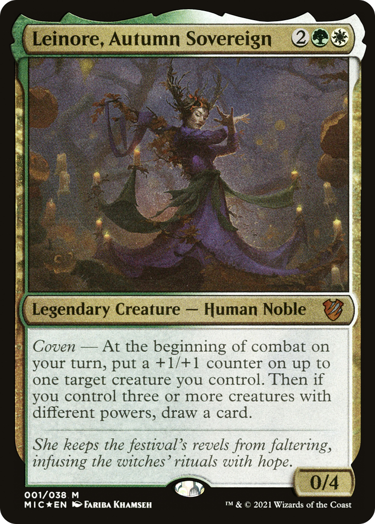Leinore, Autumn Sovereign (MIC-001) [Midnight Hunt Commander Display Commanders] Etched Foil MTG Single Wizards of the Coast