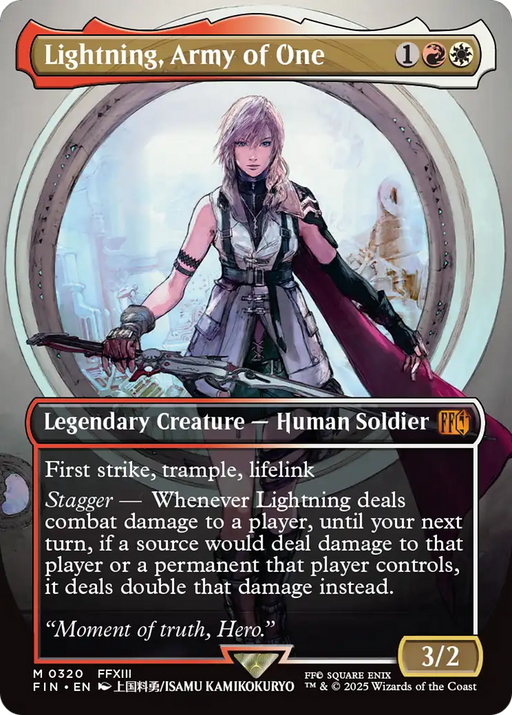 Lightning, Army of One (FIN-320) [FINAL FANTASY] (Borderless) Foil MTG Single Wizards of the Coast