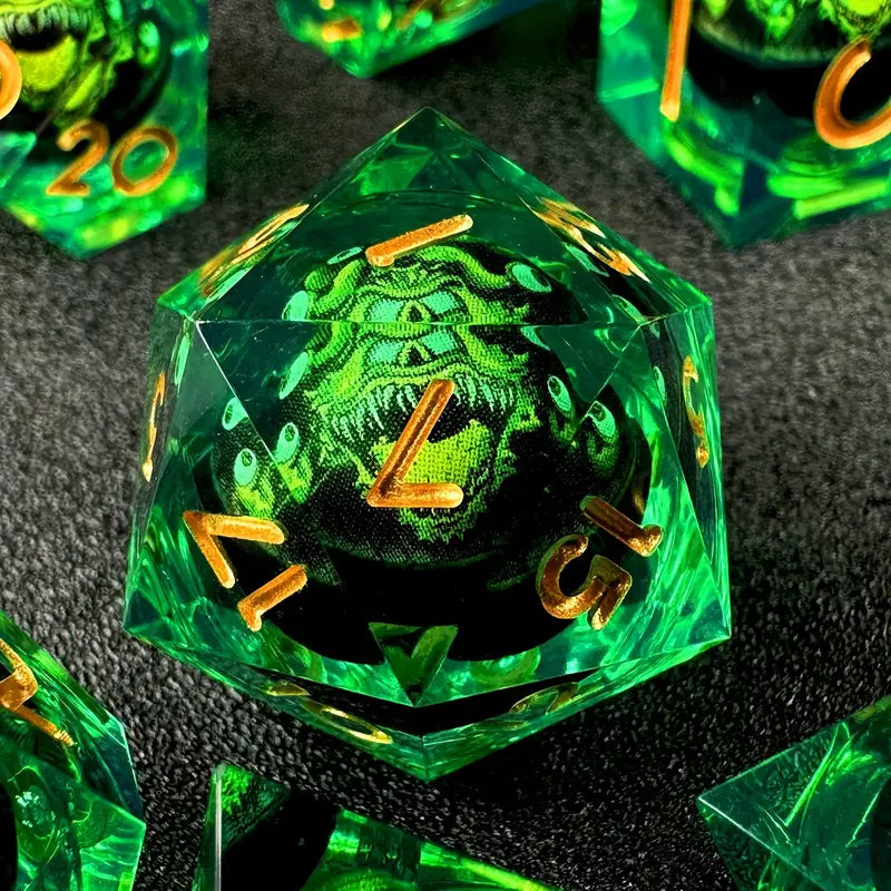 Seriously Good Dice: Dragon's Eye 7 Die Set "Green Beholder" Dice & Gaming Accessories Taps Imports