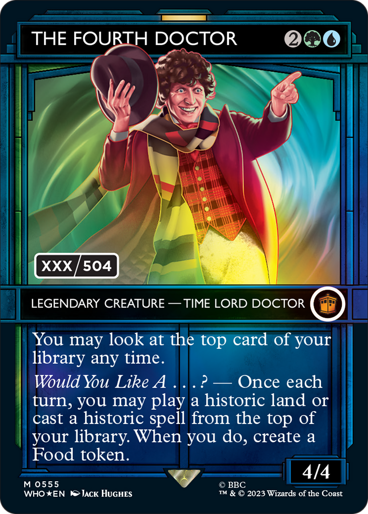 The Fourth Doctor (Serial Numbered) (WHO-555) [Doctor Who] (Showcase) (Borderless) Foil MTG Single Wizards of the Coast
