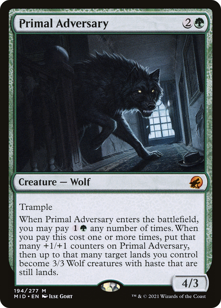 Primal Adversary (MID-194) [Innistrad: Midnight Hunt] Foil MTG Single Wizards of the Coast