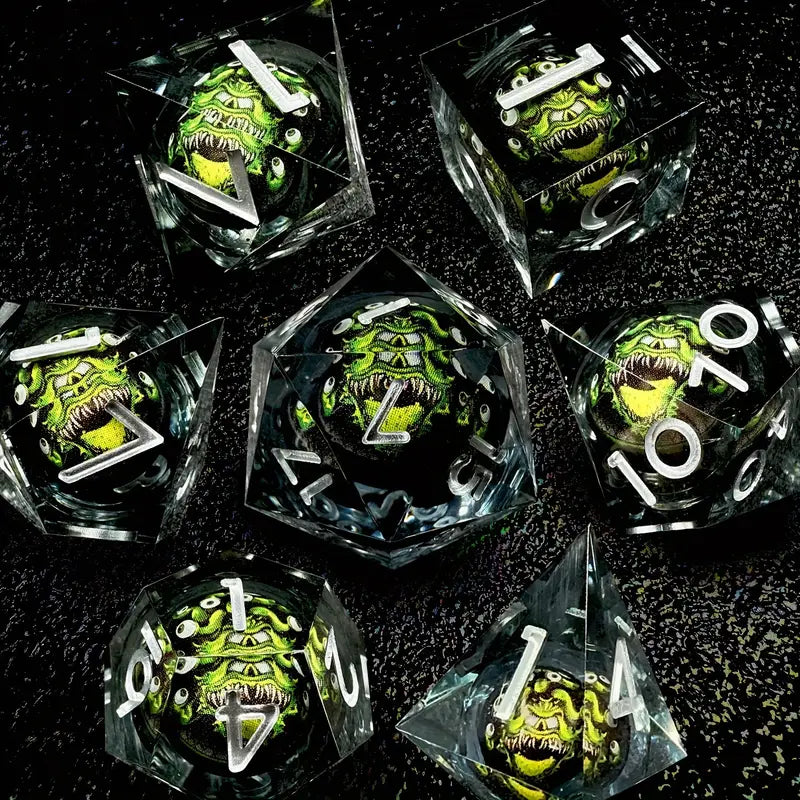 Seriously Good Dice: Dragon's Eye 7 Die Set "Black Green Beholder" Dice & Gaming Accessories Taps Imports