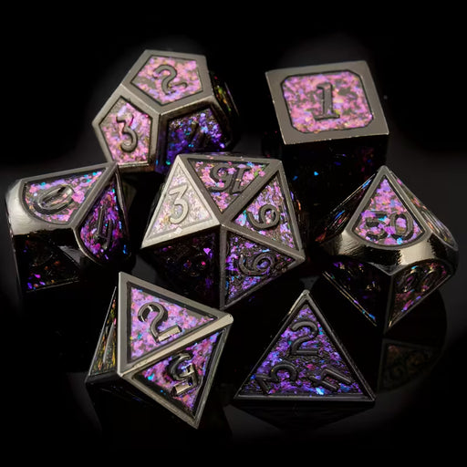 Seriously Good Dice: Metal 7 Die Set "Black Purple" Dice & Gaming Accessories Taps Imports