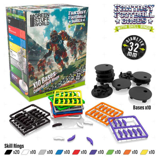 Green Stuff World: Blood Bowl Bases 32mm with Skill Rings Model Tools & Glue Green Stuff World