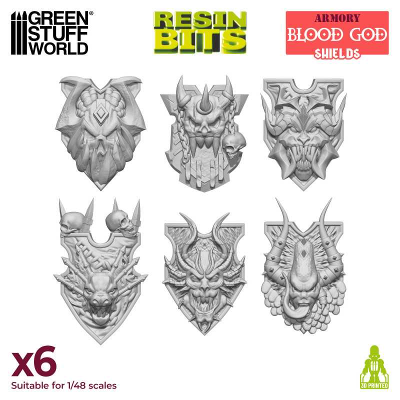 Green Stuff World: 3D printed set - Blood God Shields Model Tools & Glue Green Stuff World