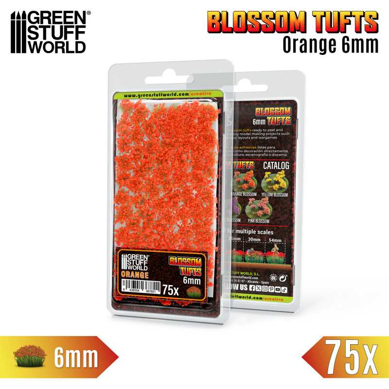 Green Stuff World: Blossom Tufts - Orange 6mm 75x Basing Materials Green Stuff World