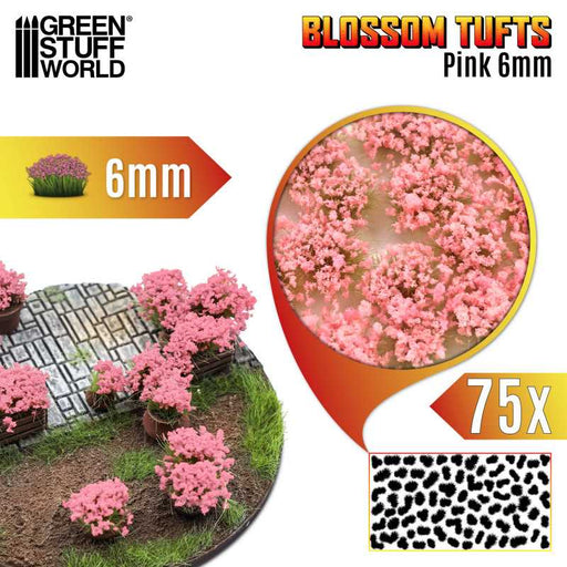 Green Stuff World: Blossom Tufts - Pink 6mm 75x Basing Materials Green Stuff World