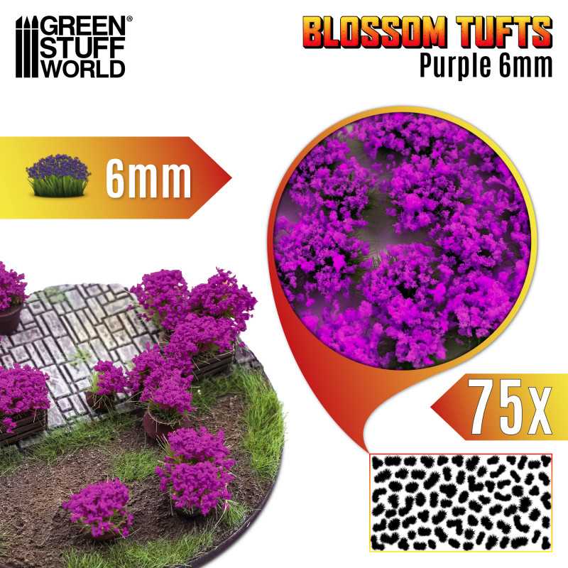 Green Stuff World: Blossom Tufts - Purple 6mm Basing Materials Green Stuff World