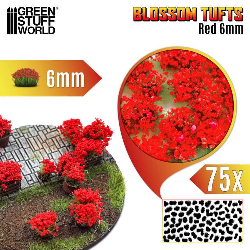 Green Stuff World: Blossom Tufts - Red 6mm Basing Materials Green Stuff World