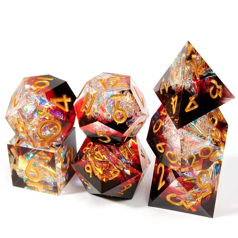 Seriously Good Dice: Sharp-Edged Resin 7 Die Set "Magma Glitter" Dice & Gaming Accessories Taps Imports