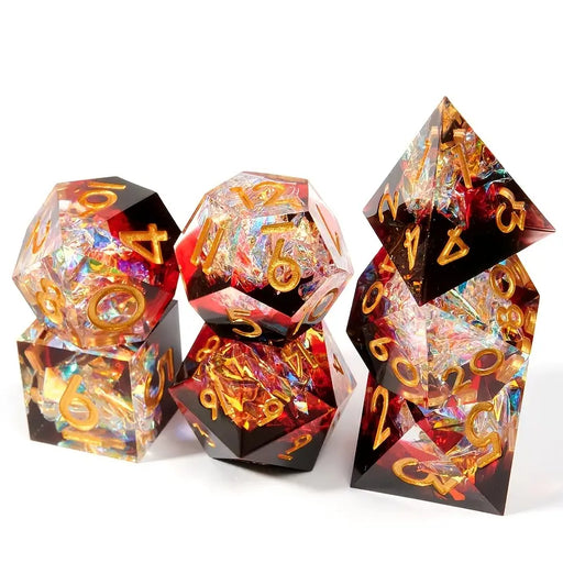 Seriously Good Dice: Sharp-Edged Resin 7 Die Set "Magma Glitter" Dice & Gaming Accessories Taps Imports