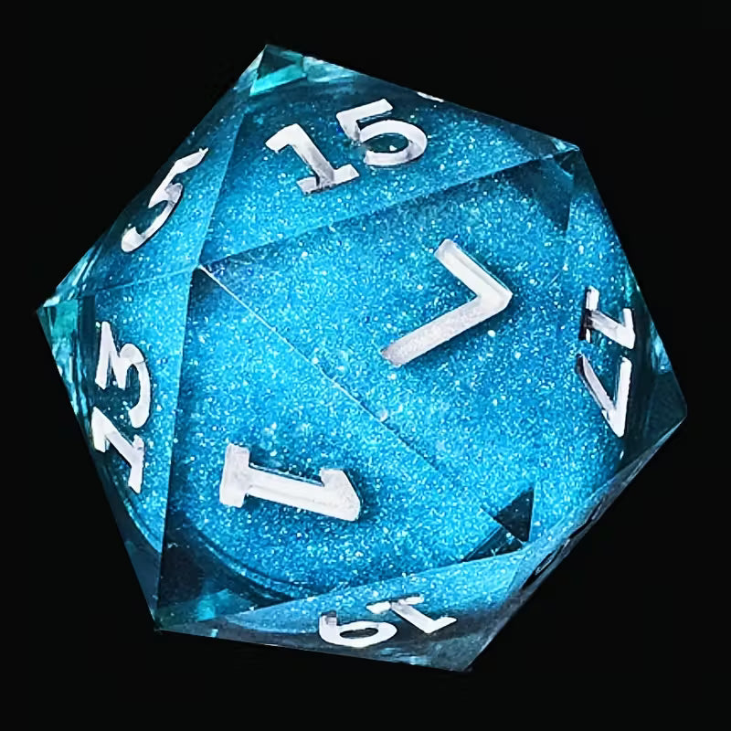 Seriously Good Dice: 55mm Blue Quicksand D20 Dice & Gaming Accessories Taps Imports