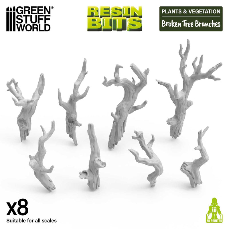 Green Stuff World: 3D Printed Set - Broken tree branches 1:72-1:48-1:35 Model Tools & Glue Green Stuff World
