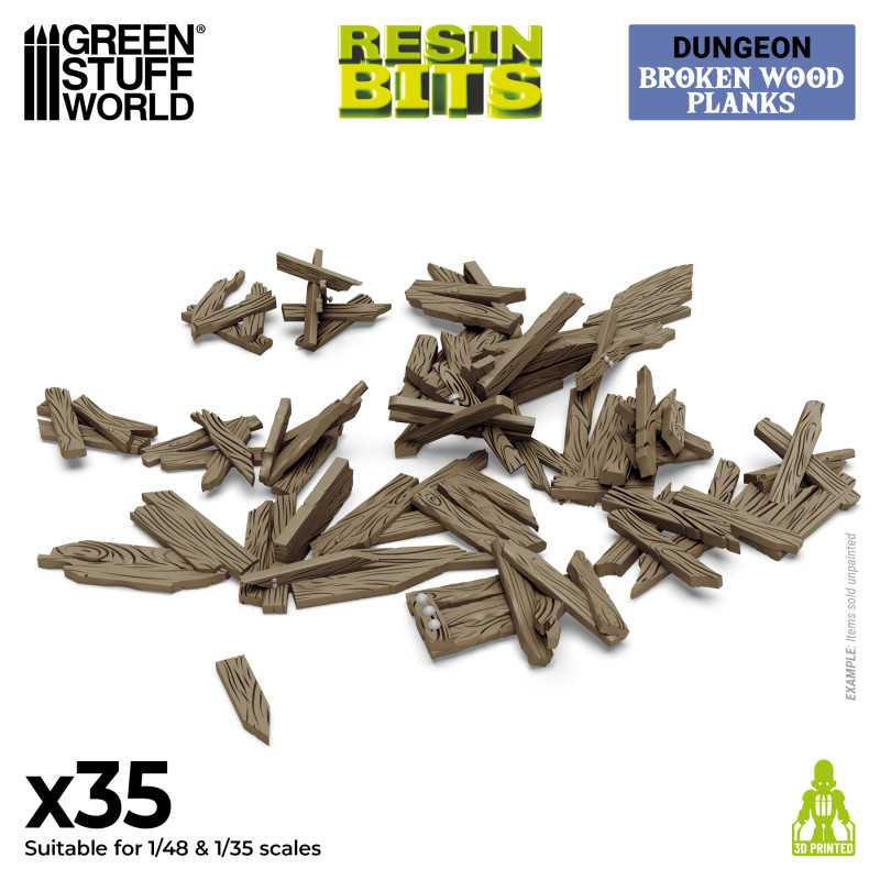 Green Stuff World: 3D printed set - Broken Wood Planks 1:48-1:35 Model Tools & Glue Green Stuff World
