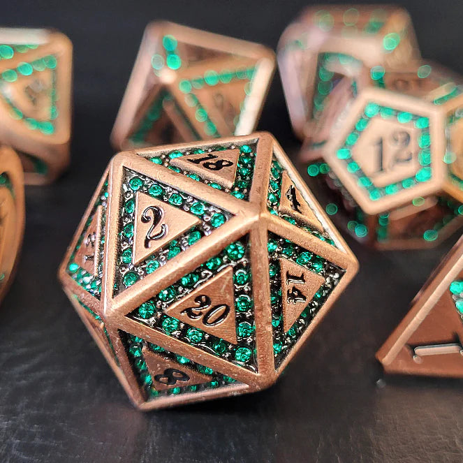 Forged Gaming: Metal 7-Die Set - "Burnished Emerald" Dice & Gaming Accessories Forged Gaming