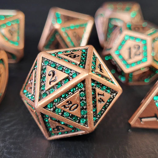 Forged Gaming: Metal 7-Die Set - "Burnished Emerald" Dice & Gaming Accessories Forged Gaming