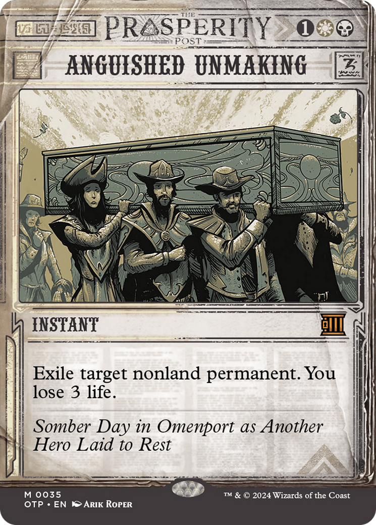 Anguished Unmaking (OTP-035) [Breaking News] (Showcase) (Borderless) Foil MTG Single Wizards of the Coast