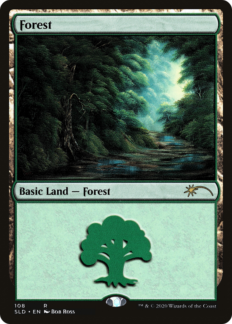 Forest (108) (Bob Ross) (SLD-108) [Secret Lair] Drop MTG Single Wizards of the Coast