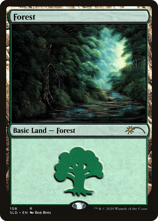 Forest (108) (Bob Ross) (SLD-108) [Secret Lair] Drop MTG Single Wizards of the Coast