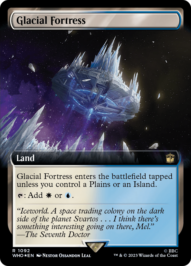 Glacial Fortress (Surge Foil) (WHO-1092) [Doctor Who] (Extended Art) Foil MTG Single Wizards of the Coast