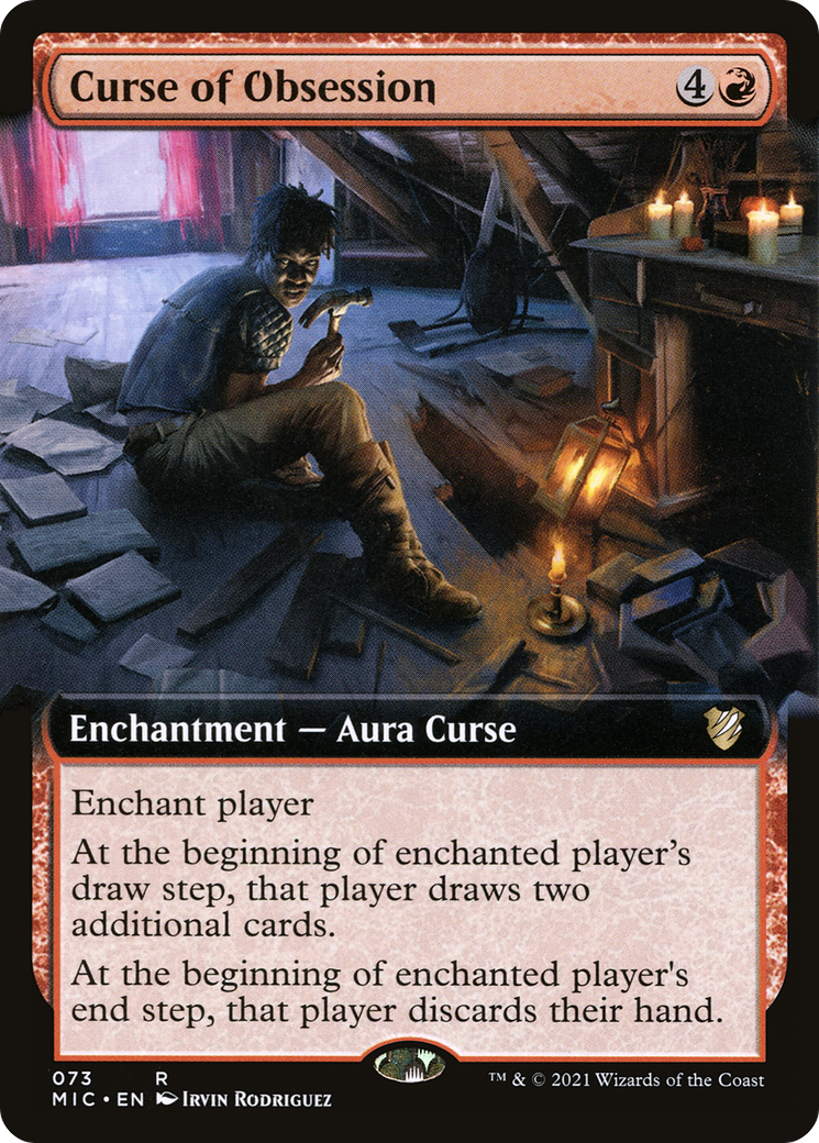 Curse of Obsession (MIC-073) [Midnight Hunt Commander] (Extended Art) MTG Single Wizards of the Coast