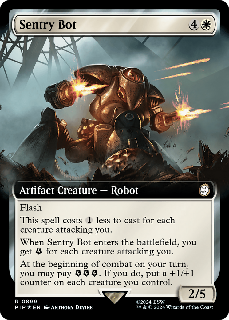 Sentry Bot (Surge Foil) (PIP-899) [Fallout] (Extended Art) Foil MTG Single Wizards of the Coast