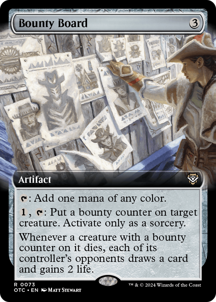 Bounty Board (OTC-073) [Outlaws of Thunder Junction Commander] (Extended Art) MTG Single Wizards of the Coast