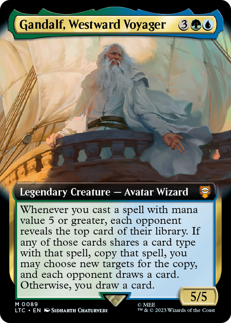 Gandalf, Westward Voyager (LTC-089) [Tales of Middle-earth Commander] (Extended Art) MTG Single Wizards of the Coast