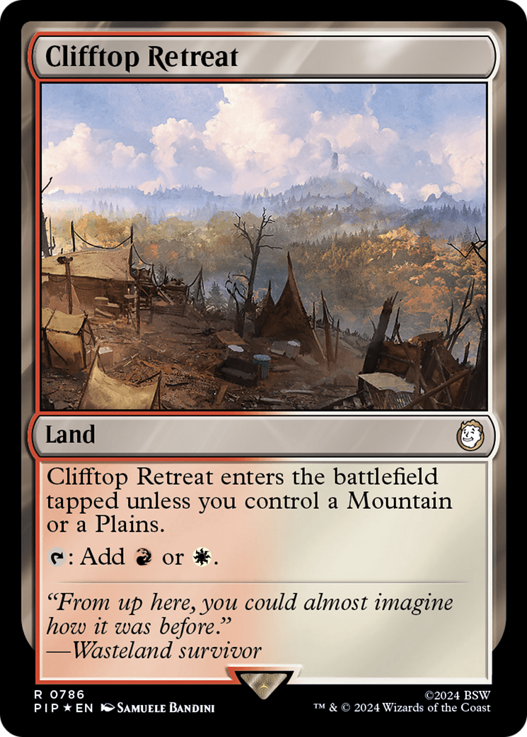 Clifftop Retreat (Surge Foil) (PIP-786) [Fallout] Foil MTG Single Wizards of the Coast