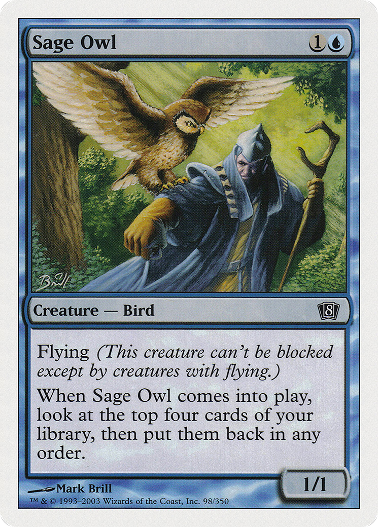 Sage Owl (8ED-098) [8th Edition] Foil MTG Single Wizards of the Coast