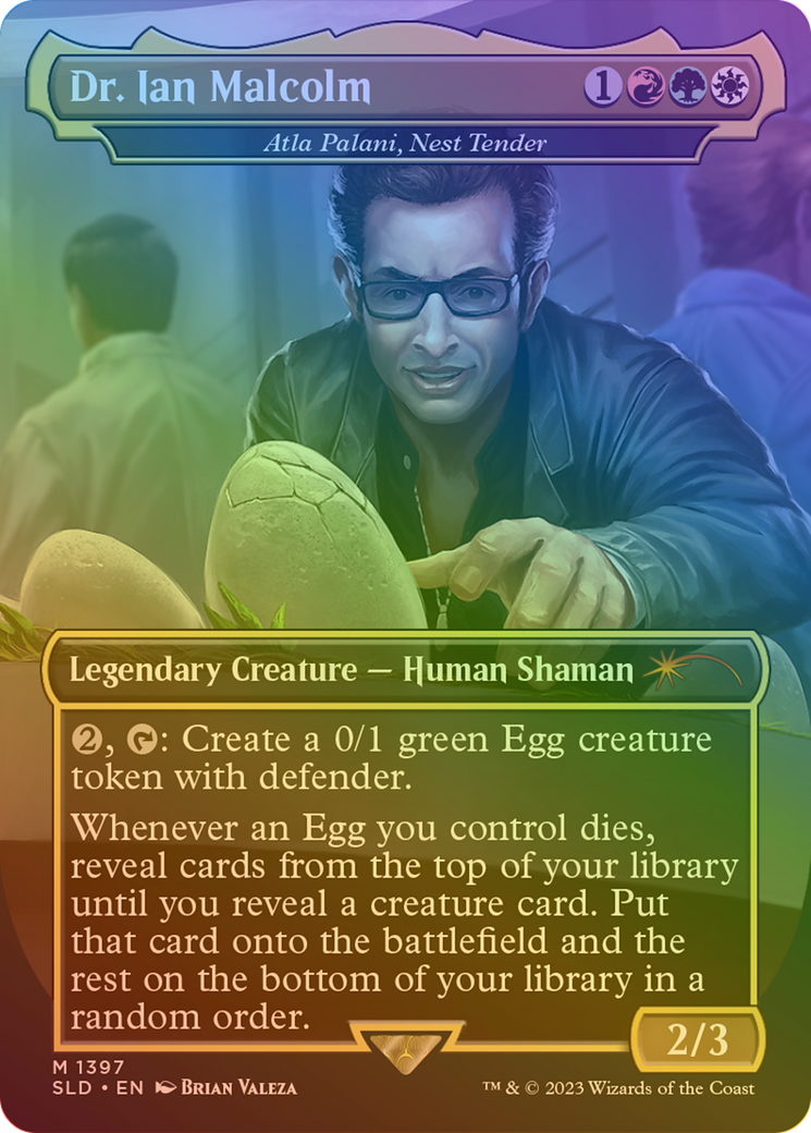 Dr. Ian Malcolm - Atla Palani, Nest Tender (Rainbow Foil) (SLD-1397) [Secret Lair] Drop (Borderless) Foil MTG Single Wizards of the Coast