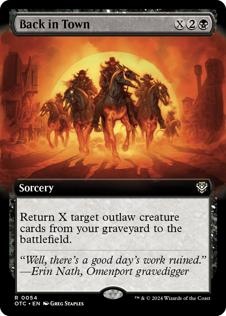 Back in Town (OTC-054) [Outlaws of Thunder Junction Commander] (Extended Art) MTG Single Wizards of the Coast