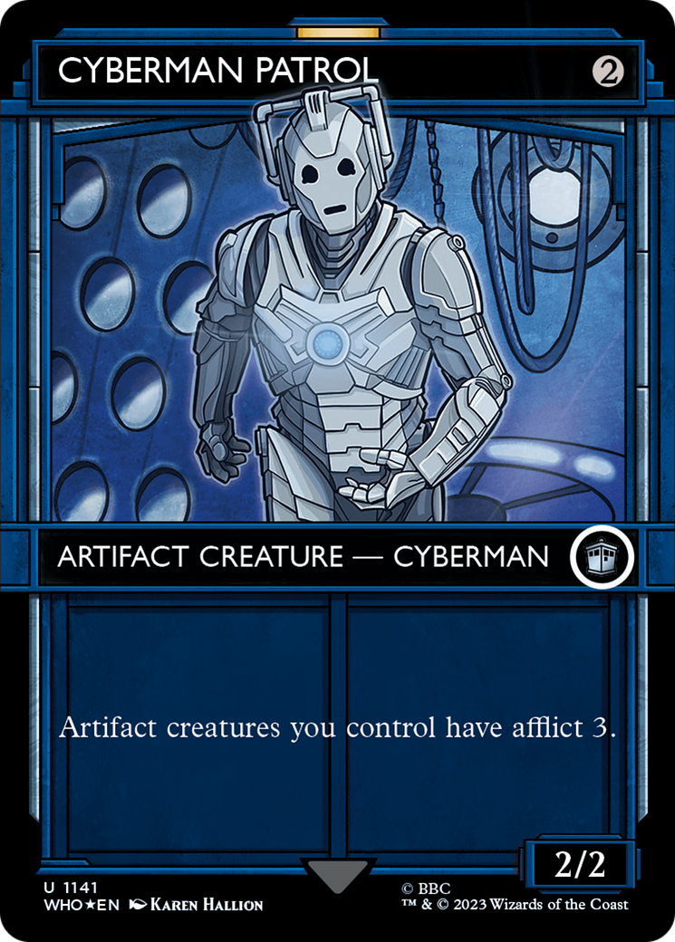 Cyberman Patrol (Surge Foil) (WHO-1141) [Doctor Who] (Showcase) (Borderless) Foil MTG Single Wizards of the Coast