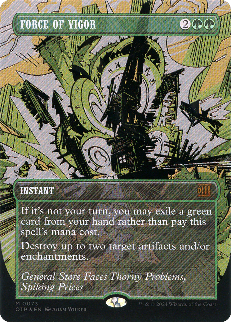 Force of Vigor (Textured Foil) (OTP-073) [Breaking News] (Borderless) Foil MTG Single Wizards of the Coast