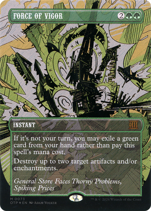Force of Vigor (Textured Foil) (OTP-073) [Breaking News] (Borderless) Foil MTG Single Wizards of the Coast