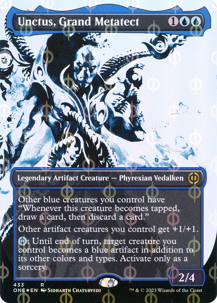 Unctus, Grand Metatect (Step-and-Compleat Foil) (ONE-433) [Phyrexia: All Will Be One] (Showcase) (Borderless) Foil MTG Single Wizards of the Coast