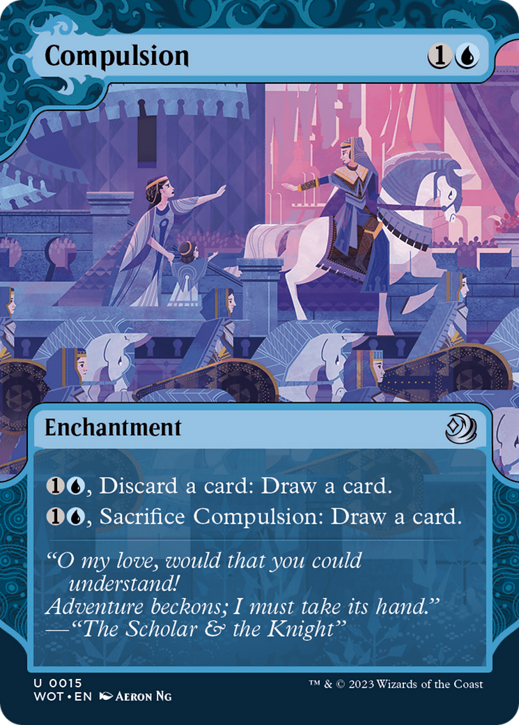 Compulsion (WOT-015) [Wilds of Eldraine: Enchanting Tales] (Showcase) (Borderless) MTG Single Wizards of the Coast