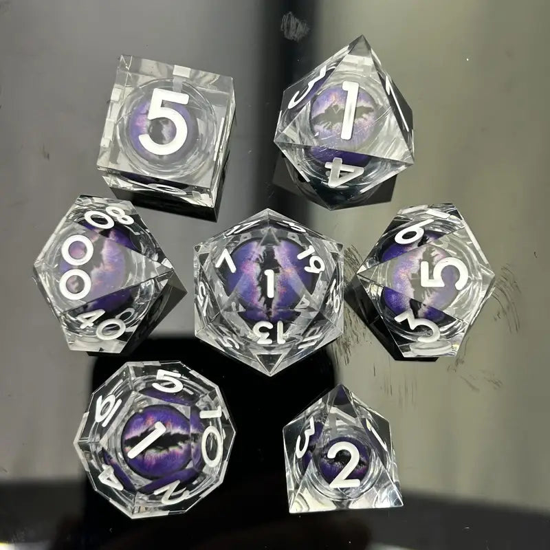 Seriously Good Dice: Dragon's Eye 7 Die Set "Smokey Purple Dragon" Dice & Gaming Accessories Taps Imports