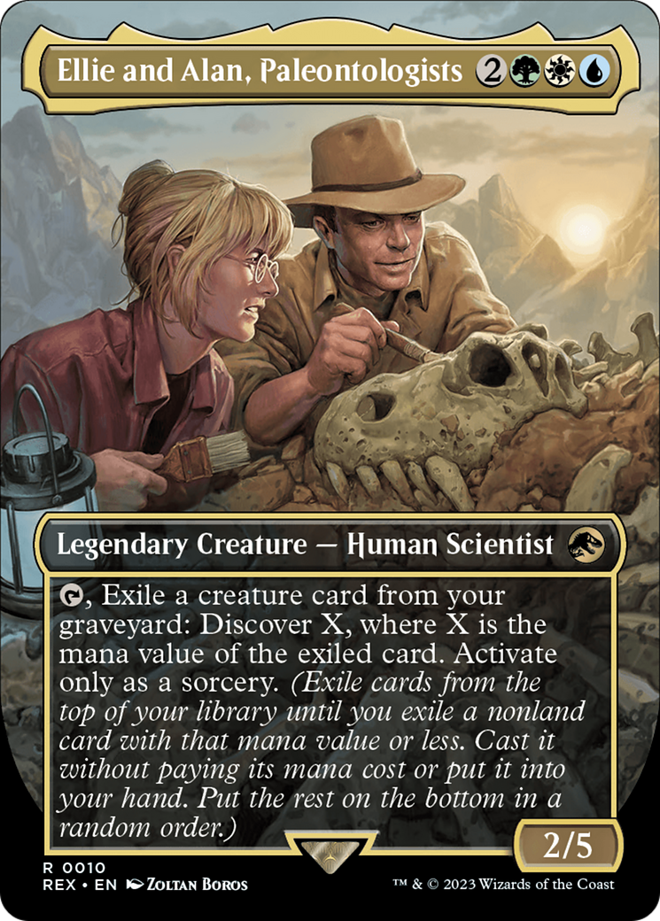 Ellie and Alan, Paleontologists (REX-010) [Jurassic World Collection] (Borderless) Foil MTG Single Wizards of the Coast