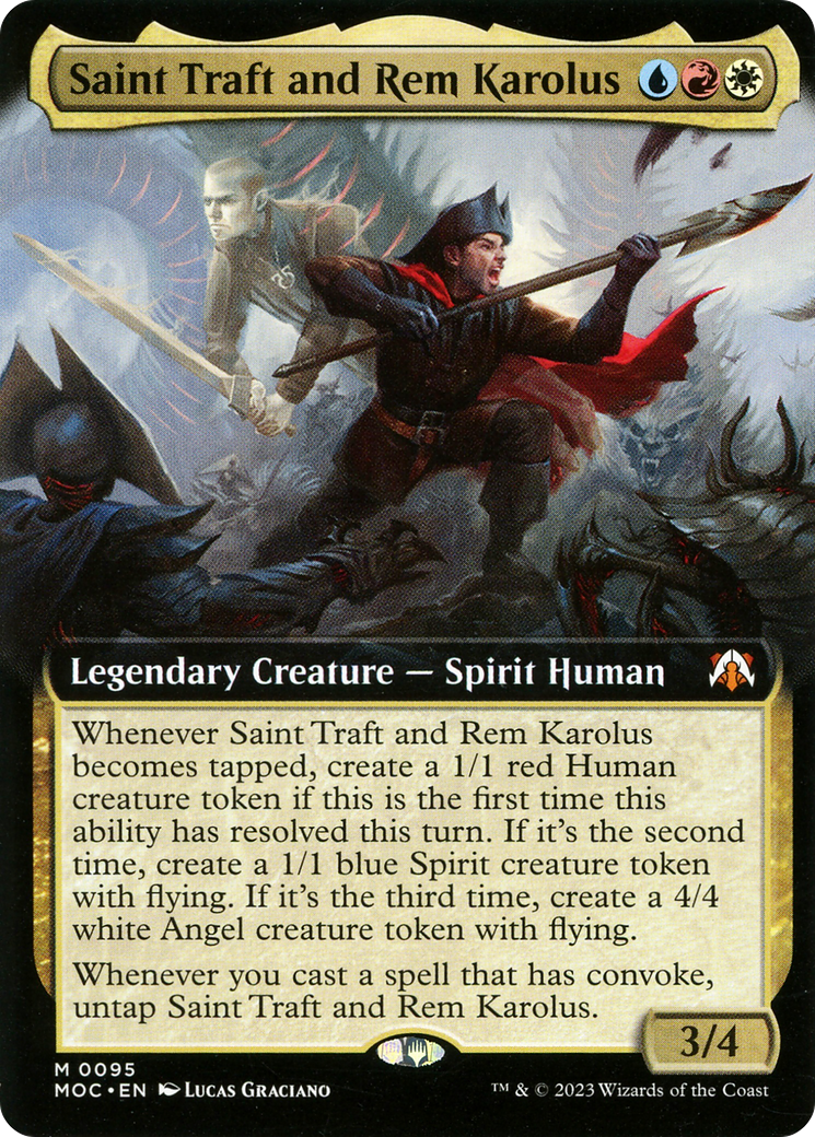 Saint Traft and Rem Karolus (MOC-095) [March of the Machine Commander] (Extended Art) Foil MTG Single Wizards of the Coast