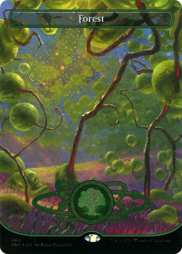 Forest (490) (Planetary Space-ic Land) (Galaxy Foil) [Unfinity] MTG Single Magic: The Gathering