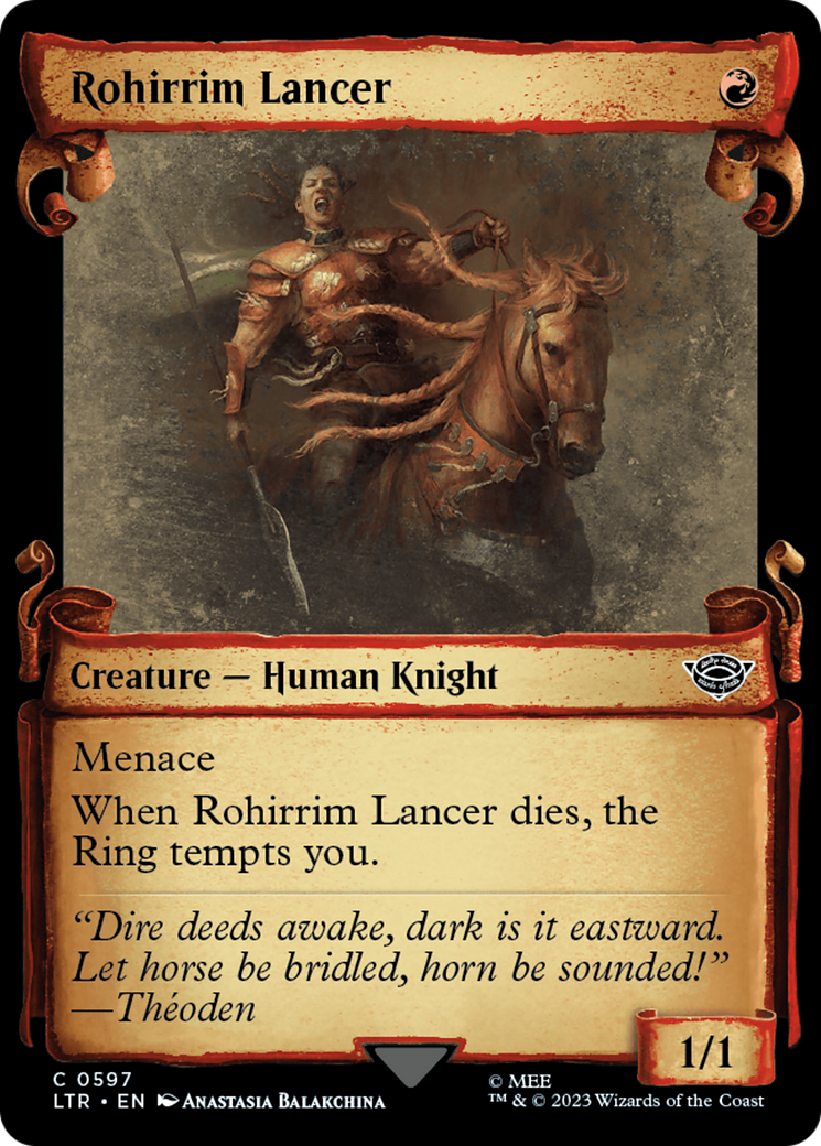 Rohirrim Lancer (Showcase Scrolls) (LTR-597) [The Lord of the Rings: Tales of Middle-earth] (Showcase) MTG Single Wizards of the Coast