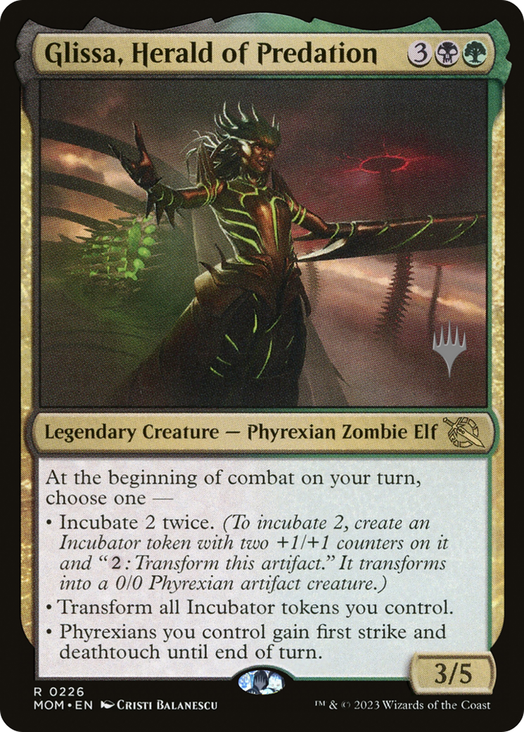 Glissa, Herald of Predation (PPMOM-226) [March of the Machine Promos] MTG Single Wizards of the Coast