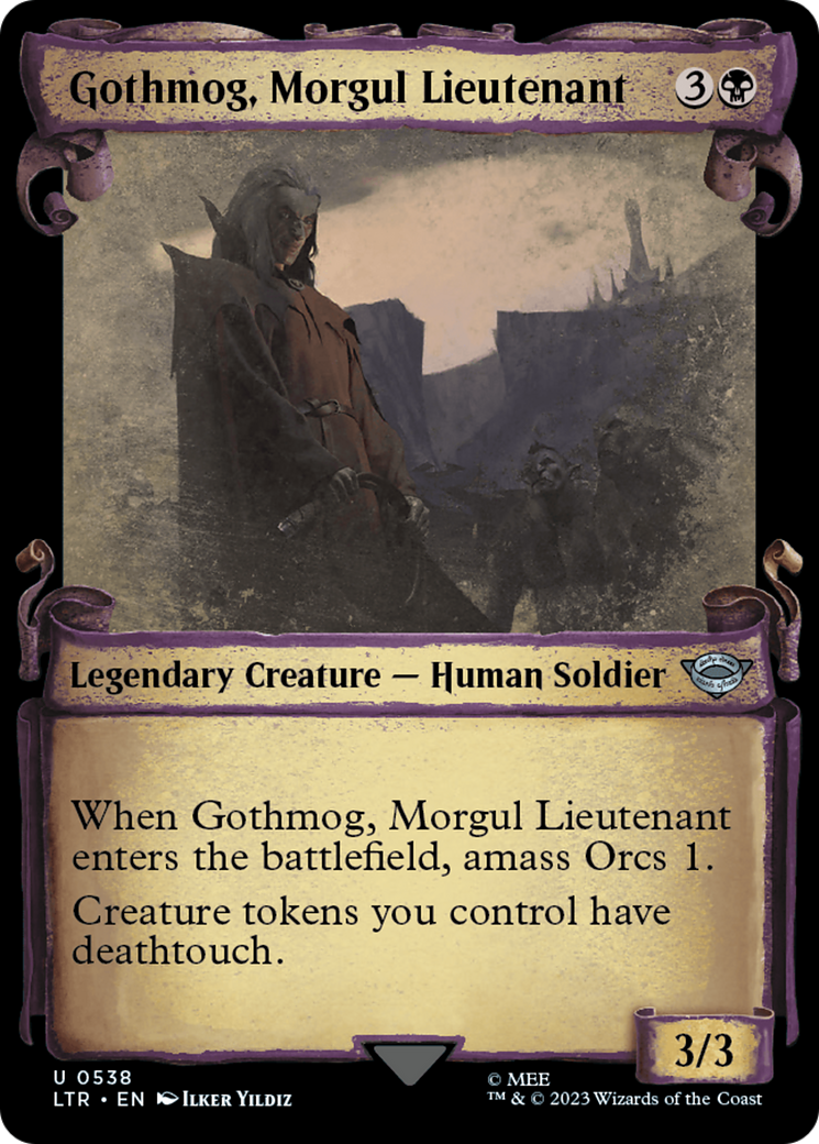Gothmog, Morgul Lieutenant (Showcase Scrolls) (LTR-538) [The Lord of the Rings: Tales of Middle-earth] (Showcase) Foil MTG Single Wizards of the Coast