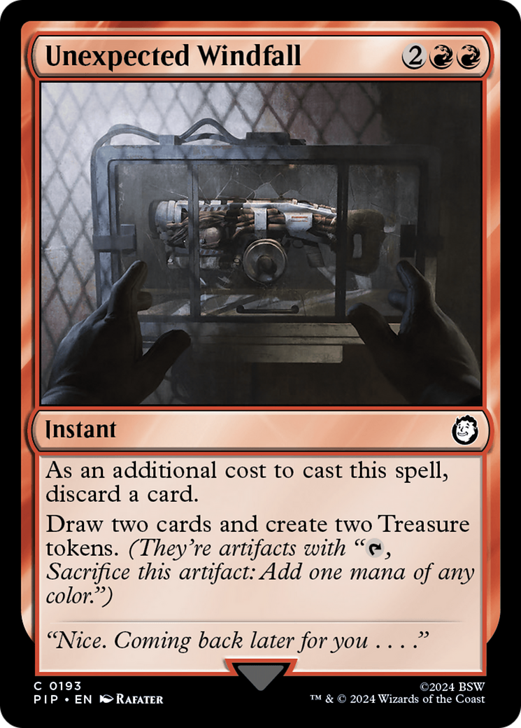 Unexpected Windfall (PIP-193) [Fallout] Foil MTG Single Wizards of the Coast