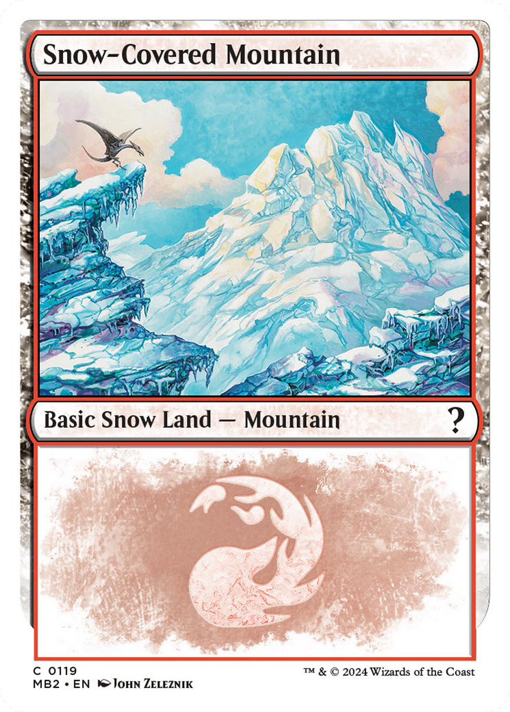 Snow-Covered Mountain (White Border) (MB2-119) [Mystery Booster] Mystery Booster 2 MTG Single Wizards of the Coast
