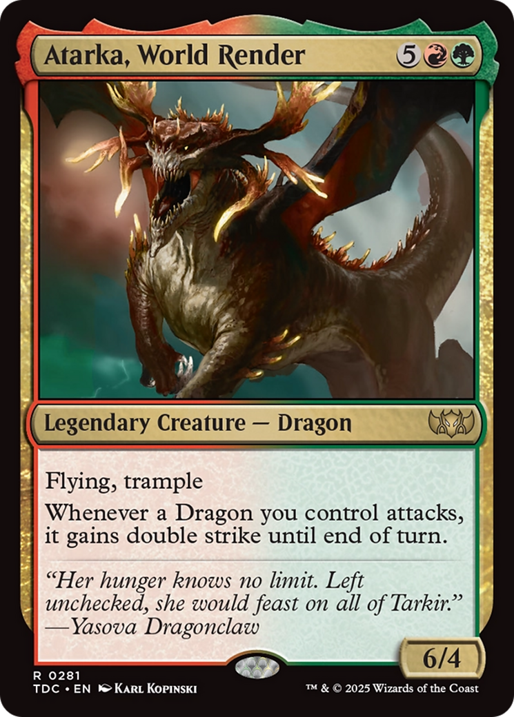 Atarka, World Render (TDC-281) [Commander: Tarkir: Dragonstorm] MTG Single Wizards of the Coast