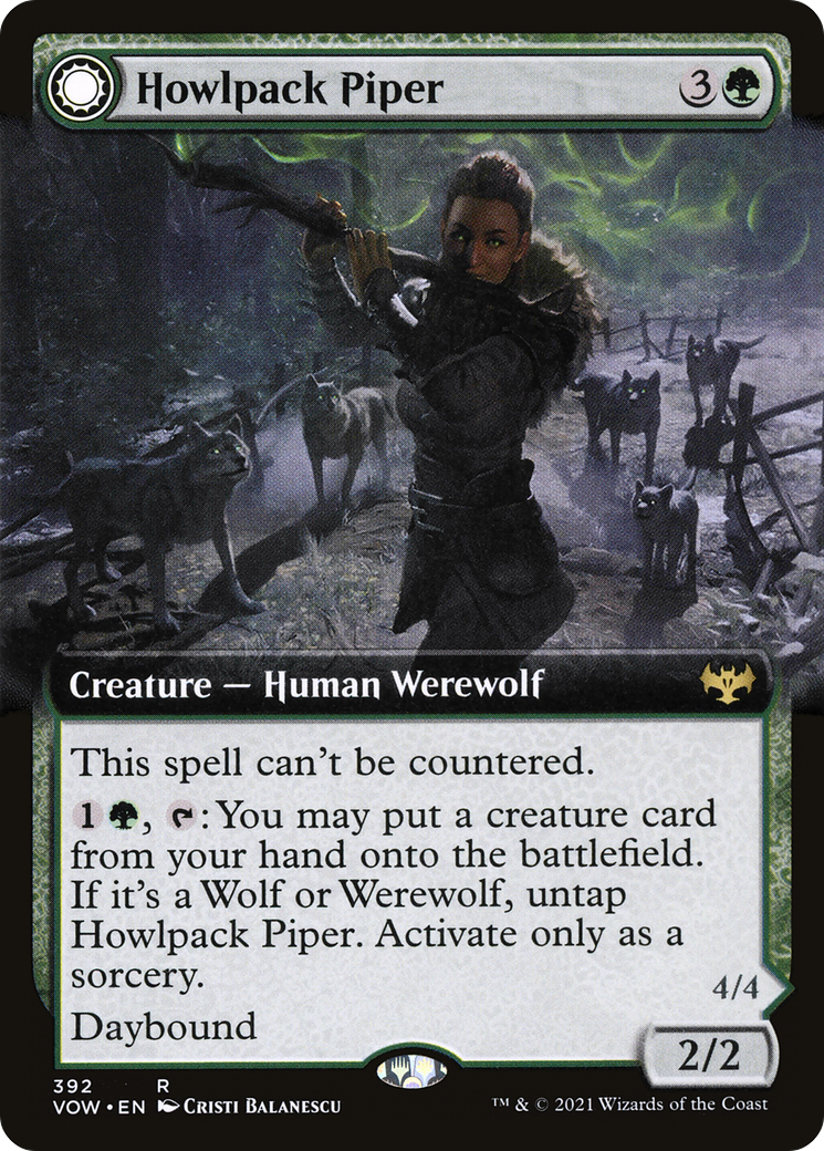 Howlpack Piper (VOW-392) [Innistrad: Crimson Vow] (Extended Art) Foil MTG Single Wizards of the Coast